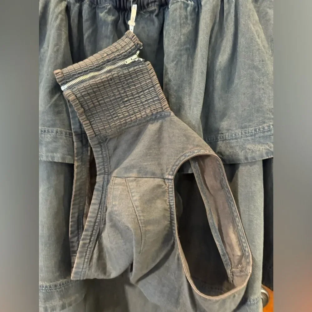 Free People 2 Piece Ryder Denim Set Skirt & Crop Top Size Medium